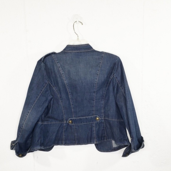 Chico's Petite Braid-Detail Denim Military Jacket - Picture 8 of 8